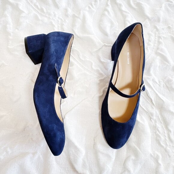 STUART WEITZMAN Gabby 45 suede Mary Jane pumps Size 8.5 - Picture 2 of 7